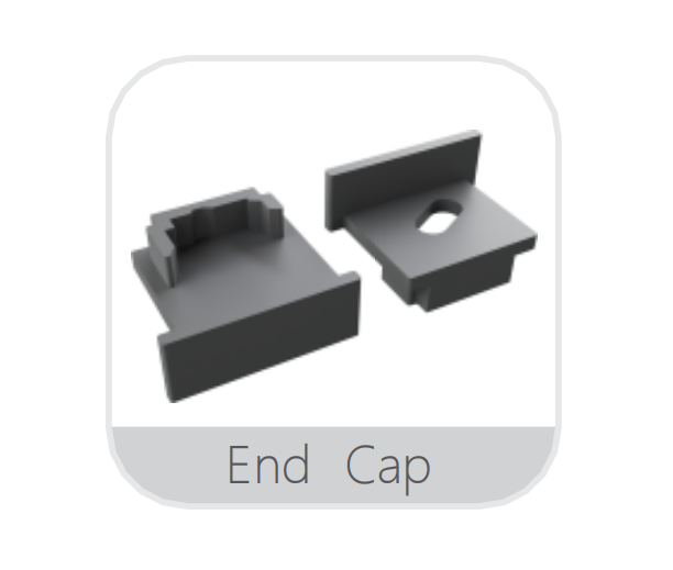 YD-2569 plastic end caps: one with cable hole for power feed-through, one closed